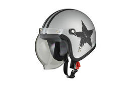 LEAD（リード工業） MOUSSE（ムース） バブルシールド付きジェットヘルメット スターシルバー (57-60cm未満)